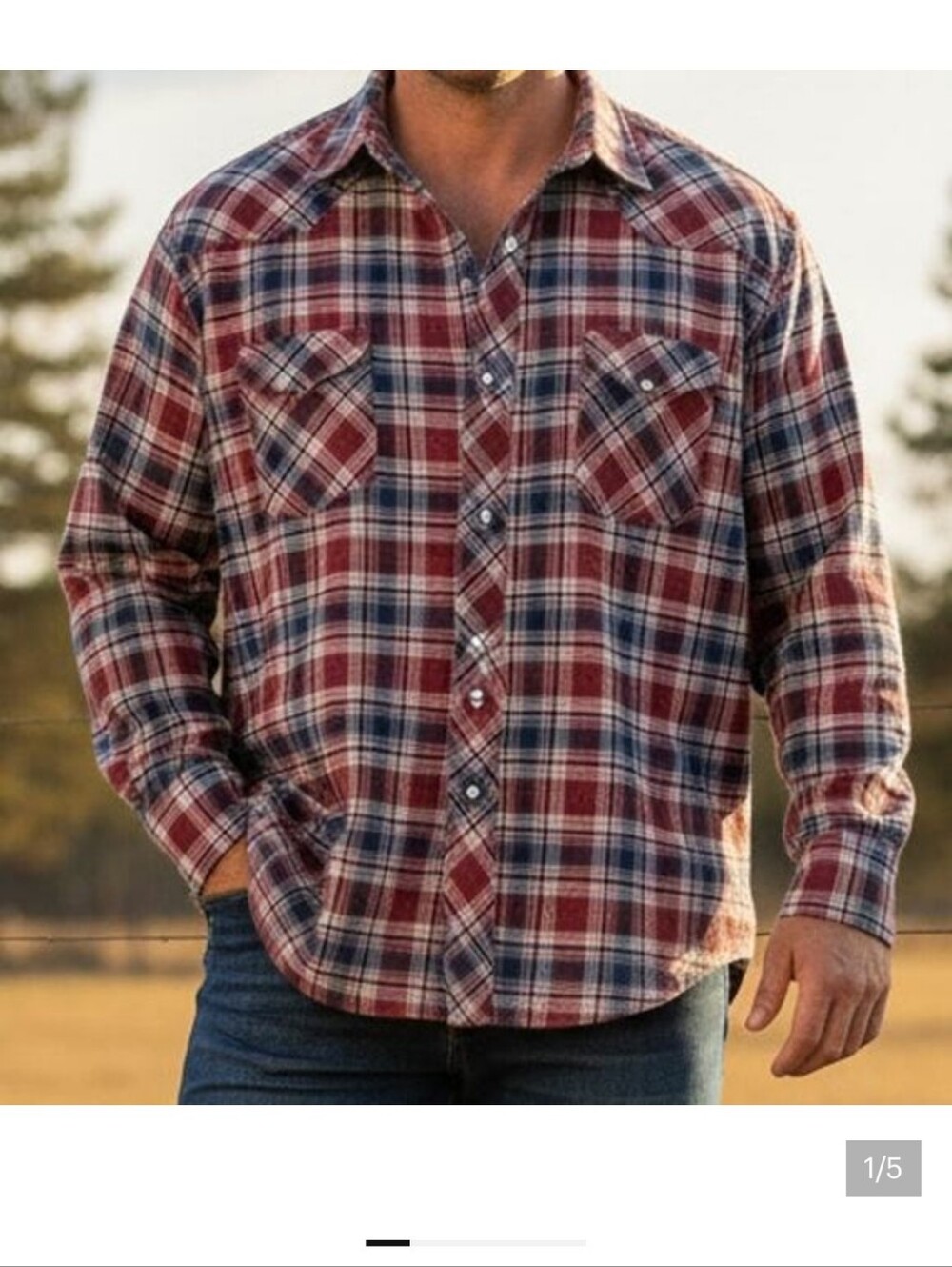 Wrangler Wrancher Men's XXL Plaid Western Cowboy Pearl Snap Cotton Shirt